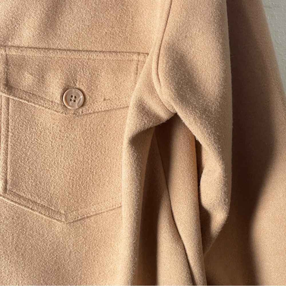 Joie Camel Tan Brushed Fleece Oversized Shacket / Shirt Jacket Size L - Picture 4 of 10